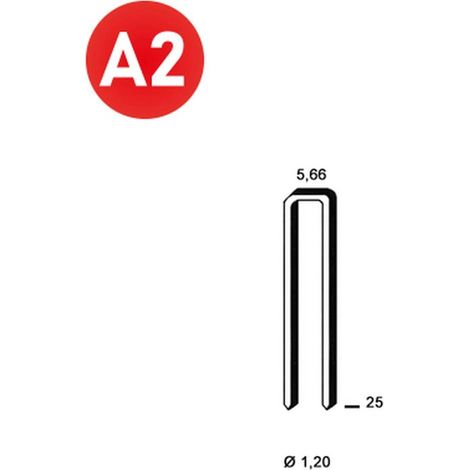 4 000 Agrafes E-25 - Galvanisées Résinées - Inox A2 - 5.66x25x1.2 mm - D-Work