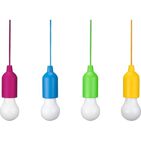 Lot de 4 guirlandes lumineuses LED à tirer - Guirlande lumineuse d'intérieur  Ampoules à piles  Lampe suspendue à piles, lumière blanche pour la maison (1/5)