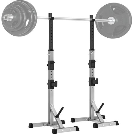 Yaheetech Cages de Squat Support d'Haltères Réglable 14 Niveaux 135,5-190,5 cm Charge max.300 kg Supports pour Haltères Longs Disques (1/5)