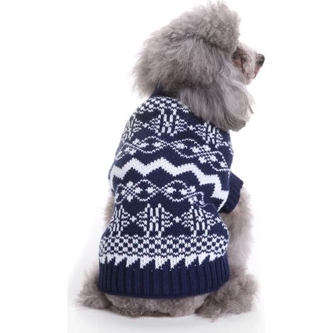 Suéter para perro, estampado de copos de nieve, tejido acrílico suave, invierno, Navidad, ropa para mascotas (1/5)
