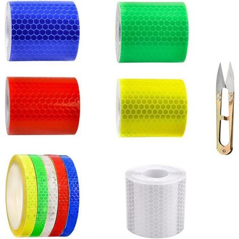 Ruban réfléchissant adhésif - Unbrand - Lot de 10 rouleaux - Couleurs: rouge, jaune, bleu, vert, blanc