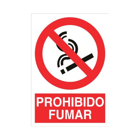 Señal de texto y pictograma Prohibido fumar                                                   Poliestireno       148X105
