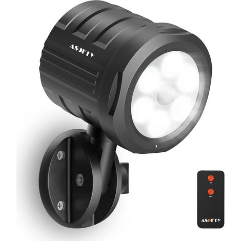 Lampe Exterieur Detecteur de Mouvement, 6LED 1000LM Spot Led Extérieur Sans Fil avec Télécommande, IP65 Étanche Projecteur LED Murale Batterie pour Éclairage Public, Garage, Couloir, Jardin (1/5)