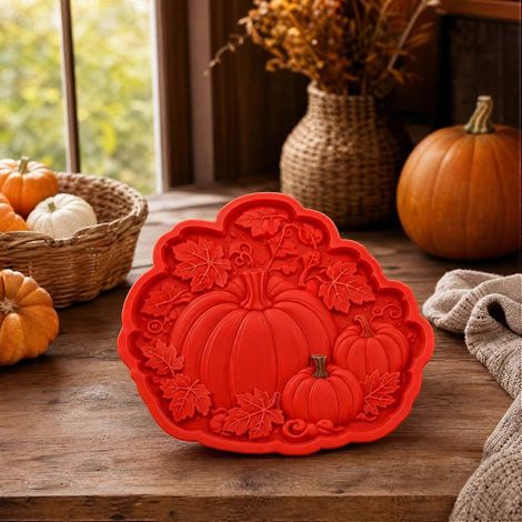 Moule réutilisable pour dalles de jardin rond 38 cm moule en béton plastique forme citrouille (1/5)