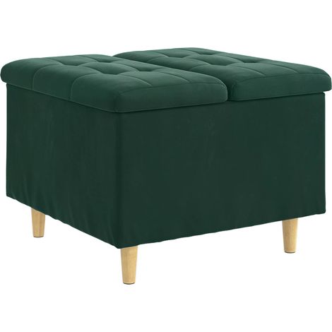 Pouf contenitore Verde Scuro 60 x 60 x 45 cm Velluto vidaXL