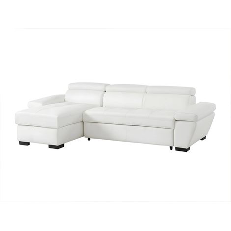 Canapé d'angle convertible en cuir JONOVA - Blanc - Angle gauche (1/5)