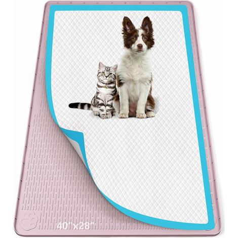 Tapis de récupération d'urine en Silicone avec Bord Haut - 101 x 71 cm - pour Chiens, Chats, Lapins - Anti-Fuite - pour protéger Le Sol à la Maison - Rose (1/5)