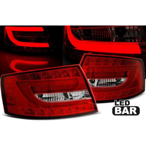 Paire de feux arriere Audi A6 C6 berline 04/2004 a 2008 LED BAR rouge et blanc (1/5)