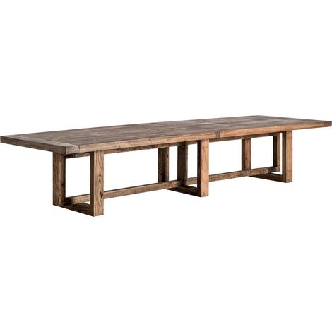 Table de salle à manger contemporaine en bois d'orme marron marbré - Marron bois d'orme marbré (1/5)