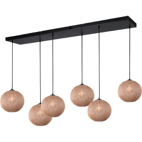 Lampe suspendue à 6 lampes Corda Rotin Ø 30cm - 2236-05-130-25-6-30