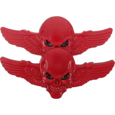 Totenkopf Autoaufkleber 2 Stück Red Wing Design mit