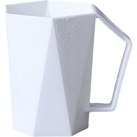 Gobelet à brosse à dents géométrique portable de 400 ml, en plastique blanc, pour couple, idéal pour la maison et les voyages. (1/5)