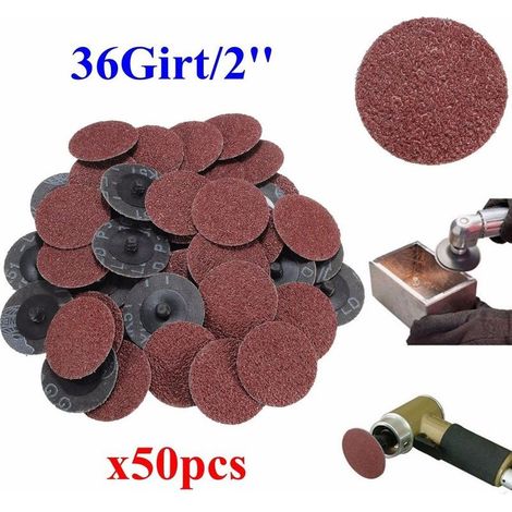 50Pcs 36 Grit 2' Roll verrouillage Ponage disques Type R Roloc Convient pour Abrasif -INHHUB (1/4)