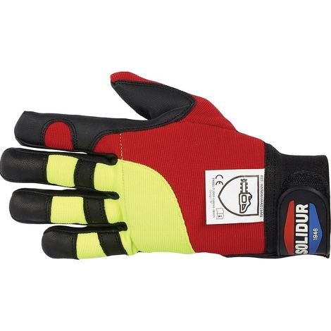 Jardiaffaires – Gants anti-coupure pour tronçonneuse – Protection classe 0 (16m/s) – Paume cuir pleine fleur – Tissu polyester robuste – Taille 9 (1/3)