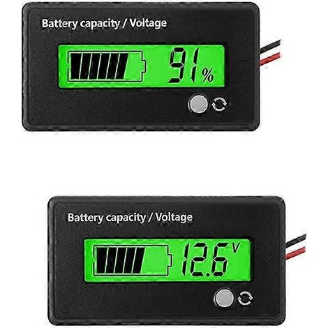 Lot de 2 indicateurs de capacité et de tension pour batteries au plomb et au lithium (12 V-72 V CC) (1/5)