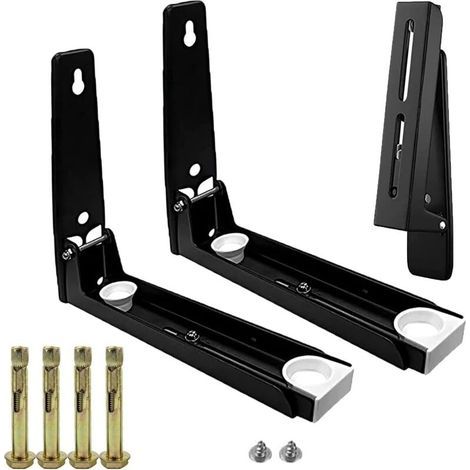 2 Pièces Support Mural Micro Onde,Supports Micro Ondes en Acier Inoxydable,Support Mural Étagère pour Micro Ondes,Murale pour Porte-Micro-Ondes,Universel Support pour Four à Micro-Ondes (1/5)