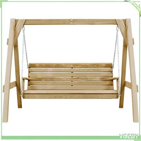 Balancelle de jardin - FAFEICY - 45305 - Bois de pin imprégné - 205x150x157 cm - Couleur naturel (1/4)