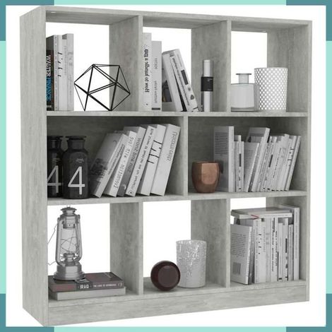 800175 Bibliothèque Gris béton 97,5x29,5x100 cm Bois d'ingénierie (1/5)