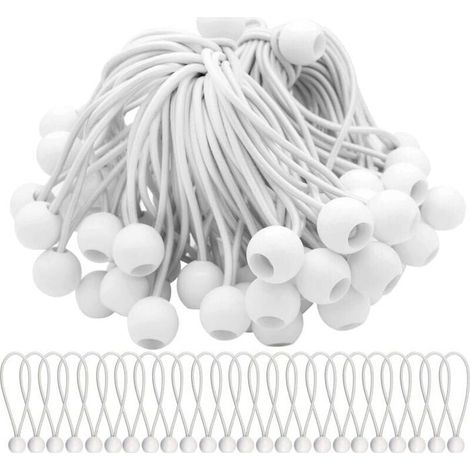 HOXILEELEOLot de 50 Tendeur Elastique Cordons lastiques avec Boules Sandow Elastique Boules Elastiques pour chapiteaux, tentes (1/5)