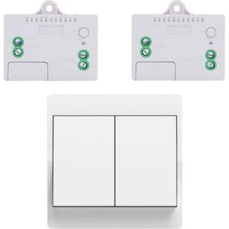 EU-Funkschalter-Set, batterielos, selbstversorgender drahtloser Zweiwegeschalter, drahtloser Funkfernbedienungsschalter für die Heimbeleuchtung (EU 2-fach 1V2A)