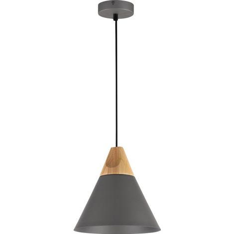 Suspension grise métal/bois hêtre Maytoni Bicones Ø22cm (1/4)