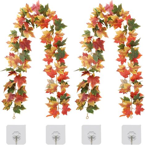 Jiajia AI, 2 Pièce Guirlandes Feuilles d'Érable Artificielles Guirlande Feuilles pour jardin, terrasse et exté (1/4)