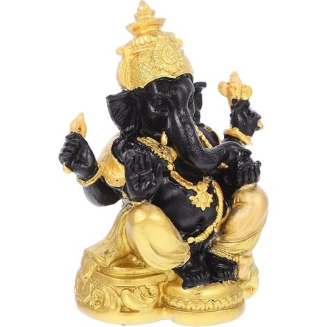 Black Resin Elephant God Statue, Zen Office Decoration (1/5)
