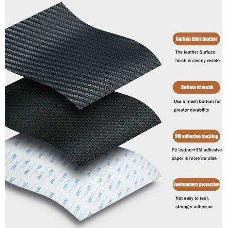 Simili Cuir Autocollant Patch de réparation de Cuir Auto-adhésif adhésif 3M, Patch de rénovation et de réparation d'intérieur de Voiture en Cuir de Fibre de Carbone ( Noir Size : 20x120cm/8x47),de DEB (1/3)