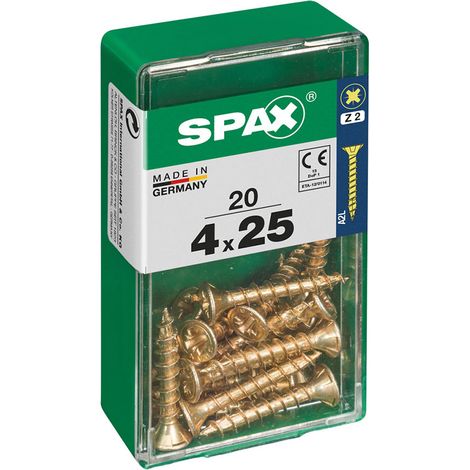Boîte 20 Unités. Vis A Bois Spax Cab. Plat Yellox 4.0x25mm Spax (1/2)