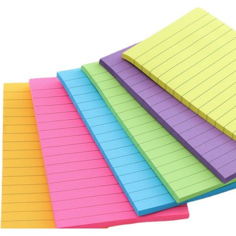 6er-Pack extra starke Haftnotizen (100 x 150 mm) in 6 Farben, linierte Notizblöcke, 50 Blatt