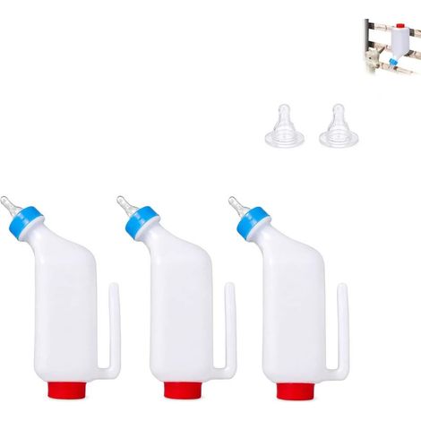 Biberon Agneau et Chevreau 3 Pièces, 500/800/1000 ML, Bouteille à Lait Suspendue avec Tétine et Poignée, Biberon d’Allaitement pour Agneaux, Chèvres, Veaux, Accessoire d’Élevage (1000ML) (1/5)