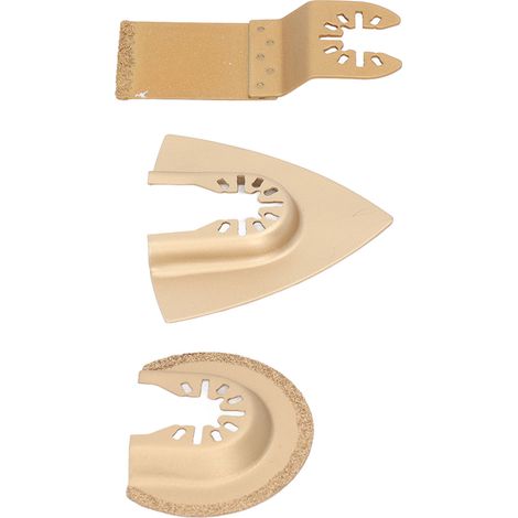 Lot de 3 lames de scie multifonction en émeri brasé pour découpe carrelage marbre béton doré (1/5)