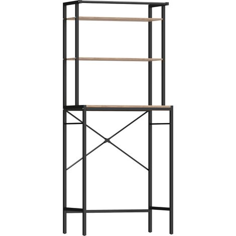 Estantería para lavadora con barra de secado, 3 niveles, metal, marrón, 67 x 40 x 161,8 cm (1/4)