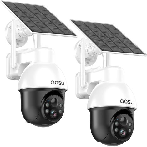 3K Caméra Surveillance WiFi Extérieure sans Fil, 5MP Camera Solaire 360° PTZ Suivi Automatique Détection IA Personne/Véhicule, Vision Nocturne Couleurs Alarme Lumineuse/Sonore 2 Pièce (1/5)