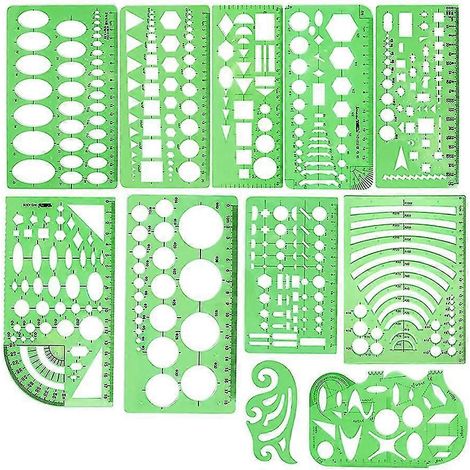 Gabarits circulaires, règle géométrique de mesure, pochoirs en plastique pour dessin et peinture géométriques, outils de dessin technique, pochoirs de formes, kit de dessin pour l'école et autres usag (1/3)