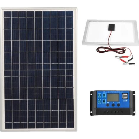 Kit de panel solar, diseño portátil, producción de energía eficiente, con controlador de 30 A. (1/2)