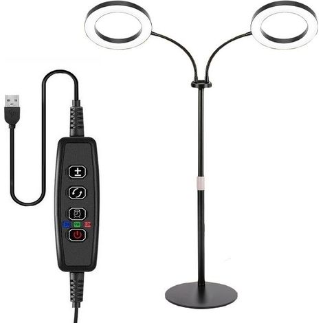 Lampe de Croissance LED Double Anneau Spectre Complet, Hauteur Réglable & Minuterie Automatique, 72 LEDs pour Plantes d'Intérieur (1/5)