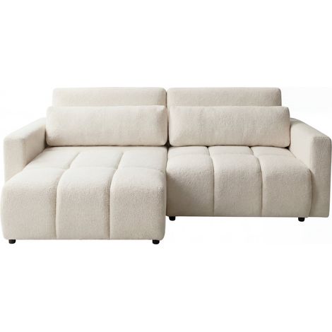 MAIA - Canapé amovible convertible tissu texturé 3 places - Terracotta