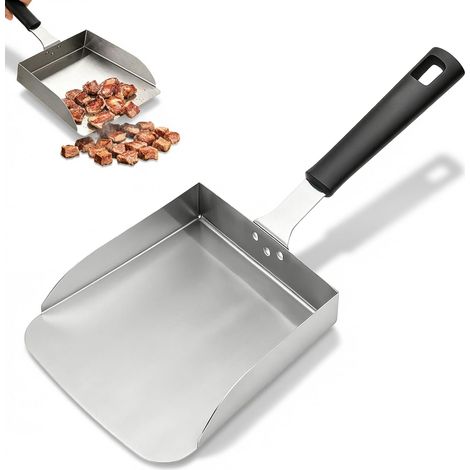 Spatule Plancha en Acier Inoxydable, Spatule Plancha Multifonction avec Manche Amovible, Pelle BBQ pour Grill, Plaques de Cuisson, Teppanyaki, Burger & Charbon, 19×19×4 cm (1/5)