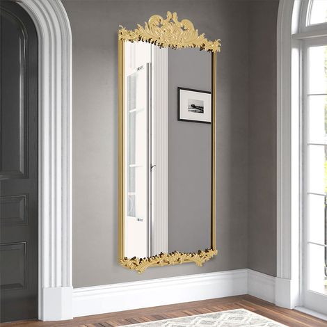 Baroque Style Phoenix Tail Iron Mirror with Golden Hollow Carving Decoration 60cm (W) x 90cm (H)