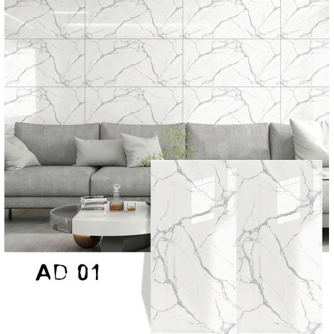 Adesivi effetto marmo, in PVC impermeabile, facili da applicare, 1 stile 60x30 cm, 100 pezzi (1/2)