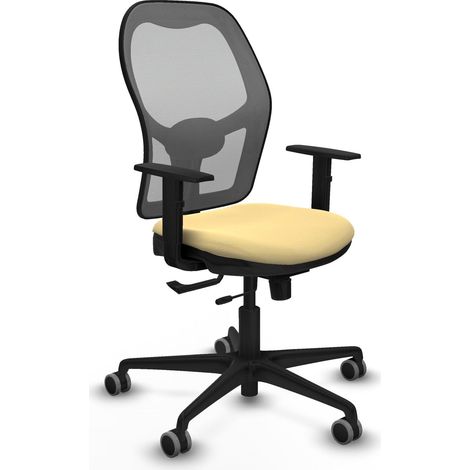 Silla de oficina piqueras y crespo Jorquera cuero crema malla gris (1/2)