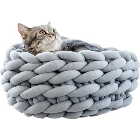 Panier pour chat, panier moelleux pour petits chiens, panier rond en forme de donut pour animaux de compagnie, coussin doux (1/5)