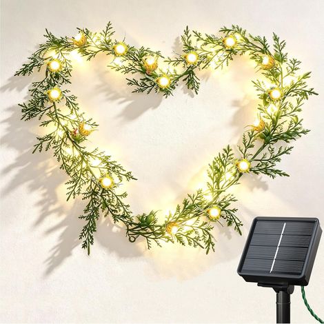 Guirlande Lumineuse Extérieure Solaire à 30 LED Multicolores, Décorations Style Rotin Aspect Végétal, 8 Modes, IP65 Étanche, Guirlande Guinguette pour Terrasse, Balcon et Décoration de Noël (1/5)