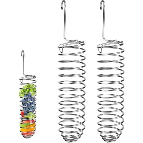 Lot de 2 mangeoires en acier inoxydable pour perruches, jouets pour oiseaux, cage à oiseaux, porte-fruits et légumes (1/4)