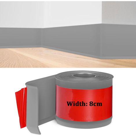 Plinthe Souple Autoadhésive, Plinthe Adhesive en PVC, 10M Gris Plinthe Cuisine, 8cm de Large, Bande Décorative Flexible, Plinthe Autoadhésive pour Cuisines, Salles de Bains et Salons (1/5)