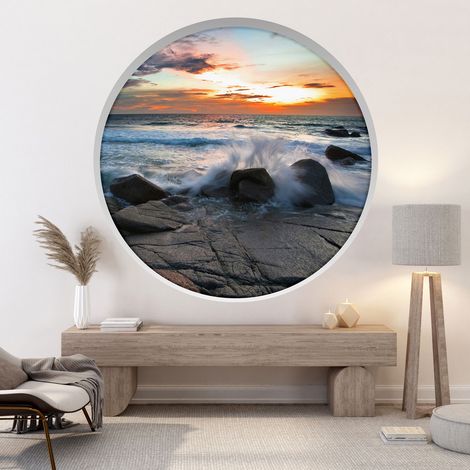 Stickers Trompe l'oeil Arche ronde - Mer - Diamètre 30 cm (1/4)