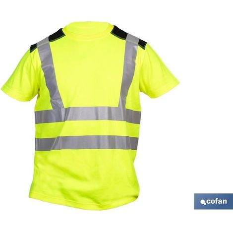 Camiseta de alta visibilidad amarilla y negra, 170 g/m², 55% algodón, norma EN ISO 20471 (1/4)
