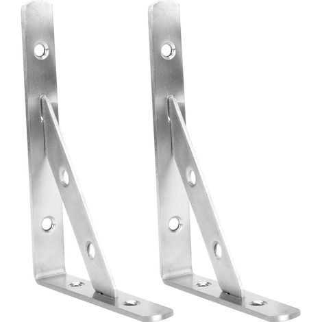 2 équerres triangulaires en acier inoxydable pour étagère murale ou support de table