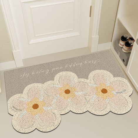 Entryway door mat, dustproof, mud-scraping, wear-resistant, customizable, creative cartoon PVC printed rug for home use - sunflower - pink - 4060cm